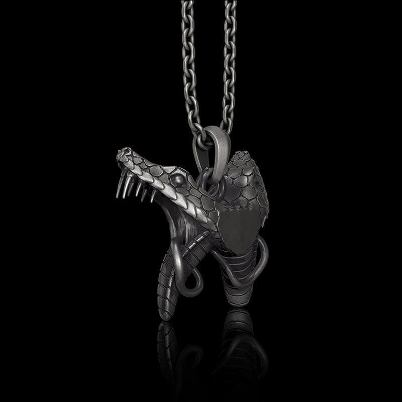 Double Snake Heads 925 Sterling Silver Animal Pendant