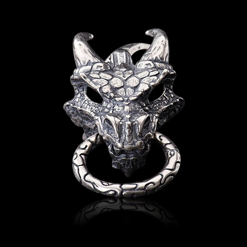 Dragon Head 925 Sterling Silver Men's Pendant 01 | RoyalLuster.com
