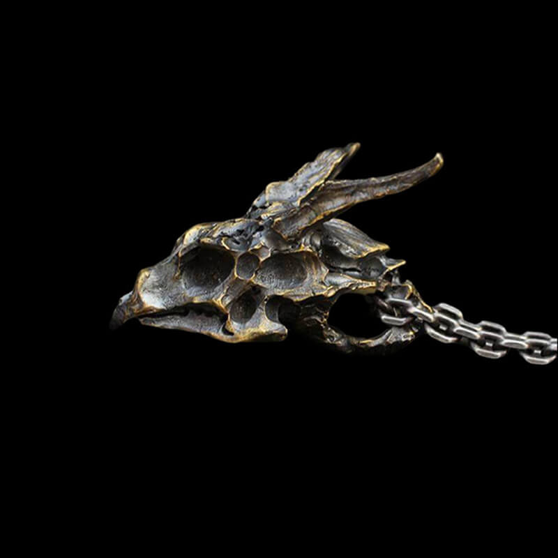 Dragon Skeleton 925 Sterling Silver Skull Pendant