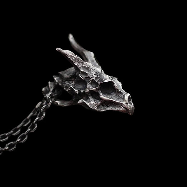 Dragon Skeleton 925 Sterling Silver Skull Pendant