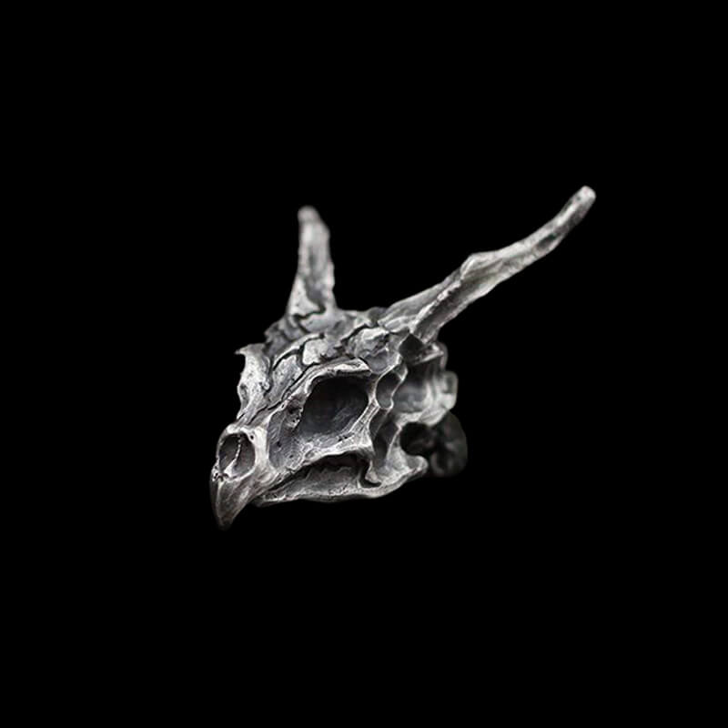Dragon Skeleton 925 Sterling Silver Skull Pendant