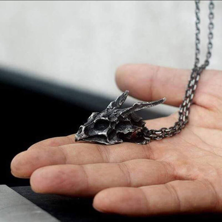 Dragon Skeleton 925 Sterling Silver Skull Pendant