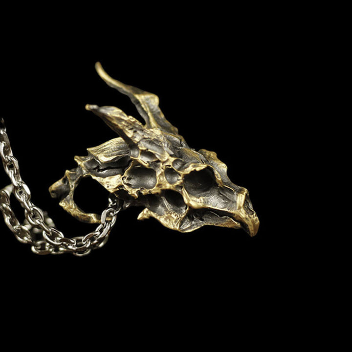 Dragon Skeleton 925 Sterling Silver Skull Pendant