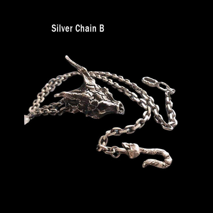 Dragon Skeleton 925 Sterling Silver Skull Pendant