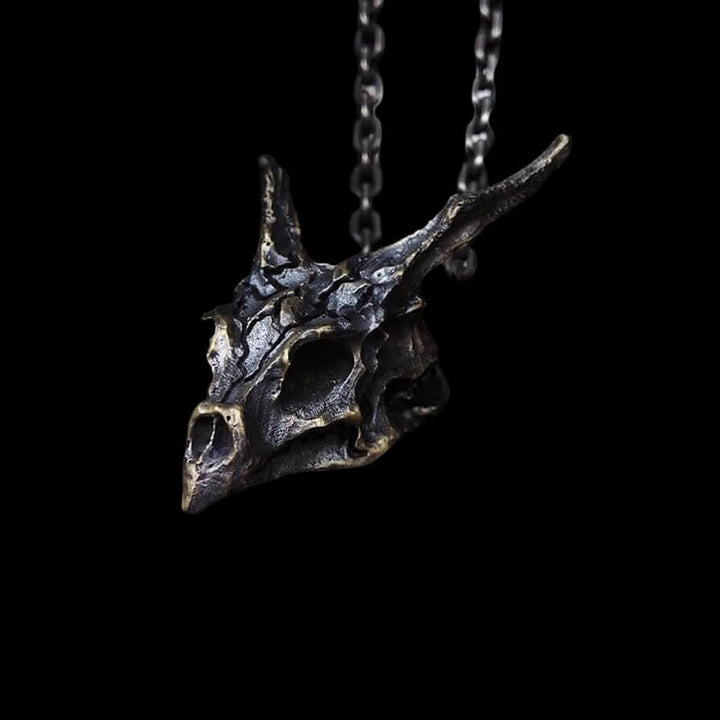 Dragon Skeleton 925 Sterling Silver Skull Pendant