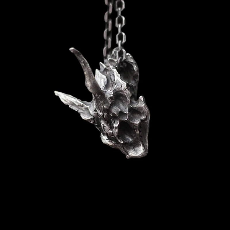 Dragon Skeleton 925 Sterling Silver Skull Pendant