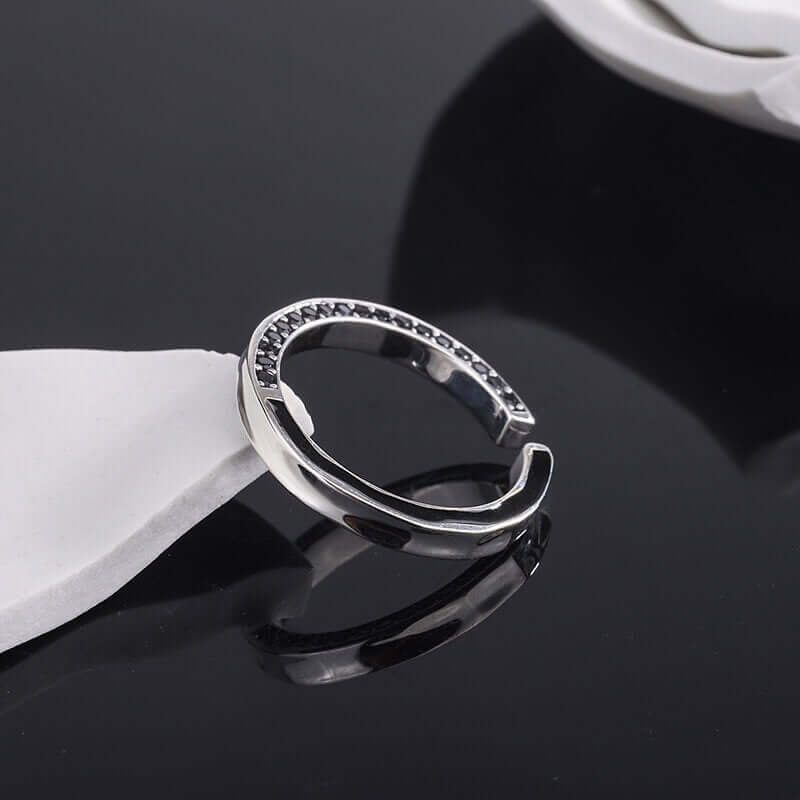 Drop Glaze Green Stone 925 Sterling Silver Open Ring 04 | RoyalLuster.com
