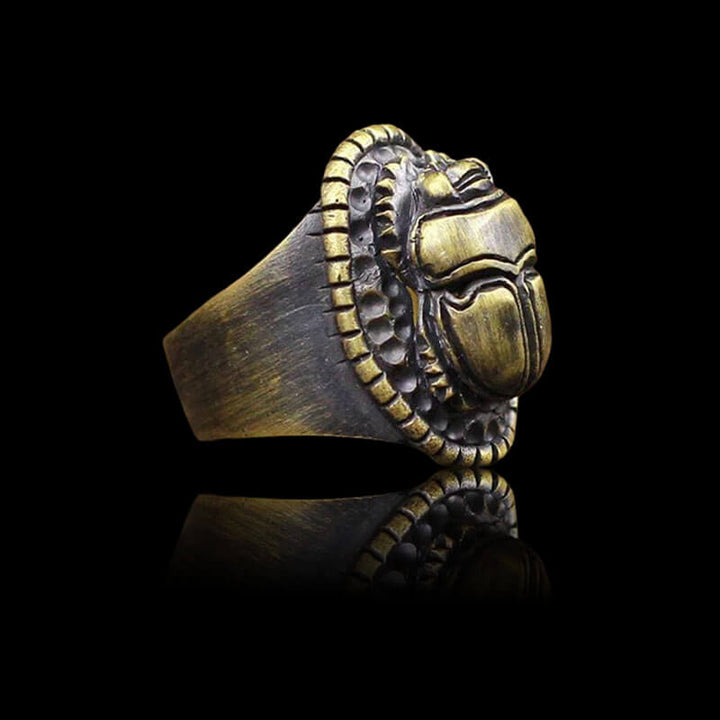 Dung Beetle Brass 925 Sterling Silver Egypt Ring