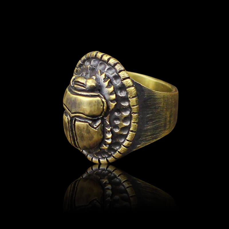 Dung Beetle Brass 925 Sterling Silver Egypt Ring
