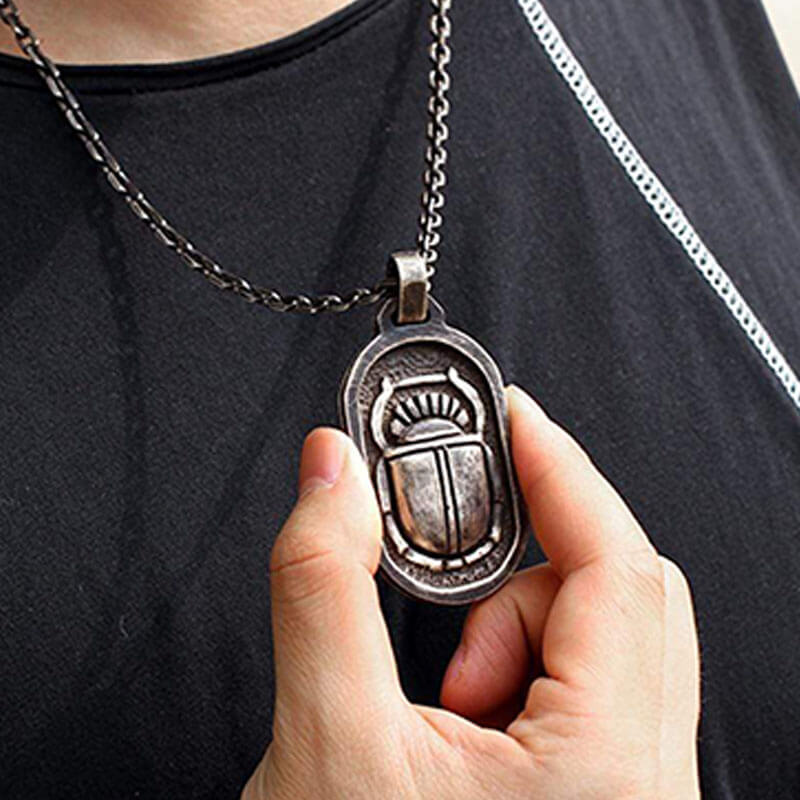 Egyptian style Beetle brass 925 Sterling Silver pendant