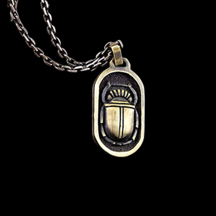 Egyptian style Beetle brass 925 Sterling Silver pendant