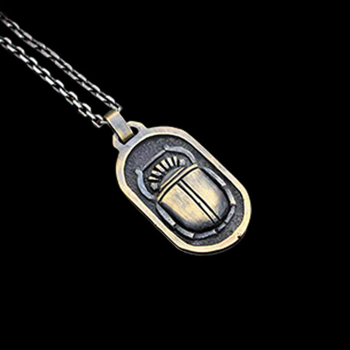 Egyptian style Beetle brass 925 Sterling Silver pendant