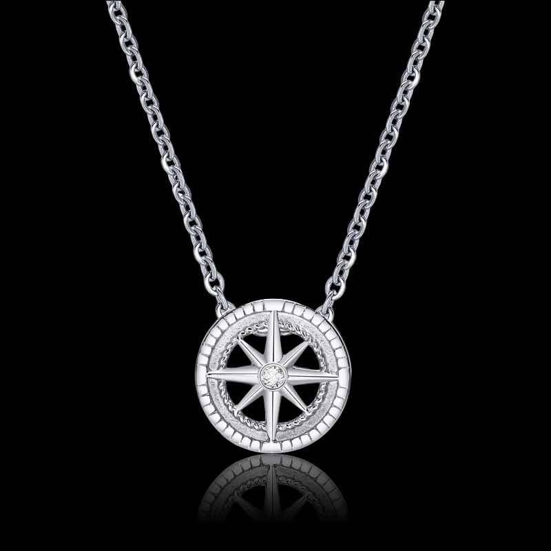 Eight awn star Zirconia Stainless Steel Necklace 01 | RoyalLuster.com