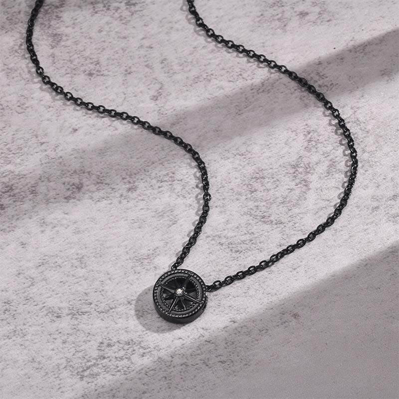 Eight awn star Zirconia Stainless Steel Necklace