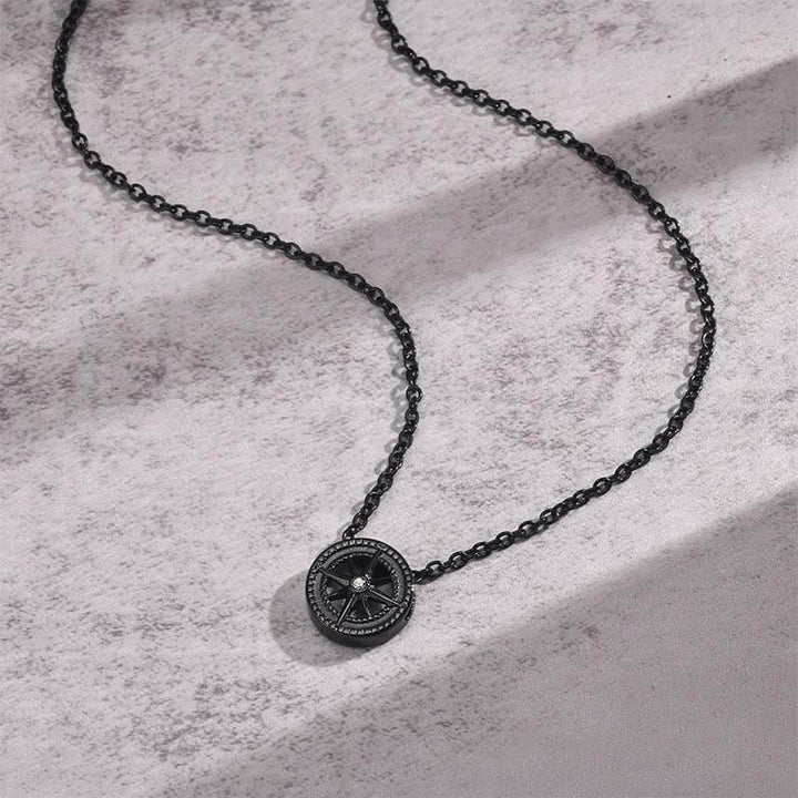 Eight awn star Zirconia Stainless Steel Necklace