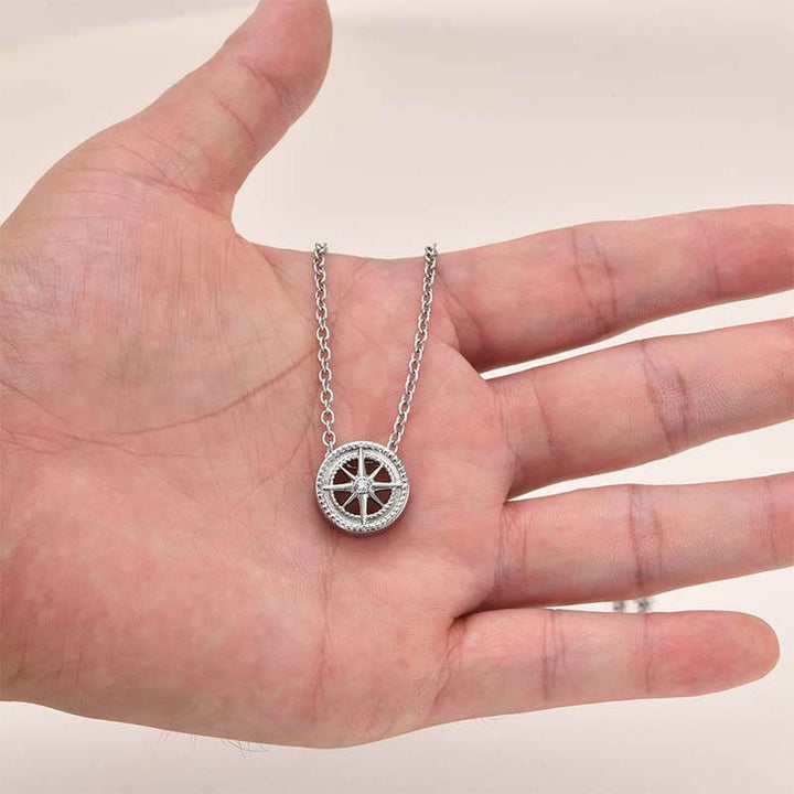 Eight awn star Zirconia Stainless Steel Necklace