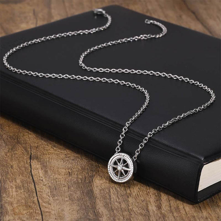 Eight awn star Zirconia Stainless Steel Necklace