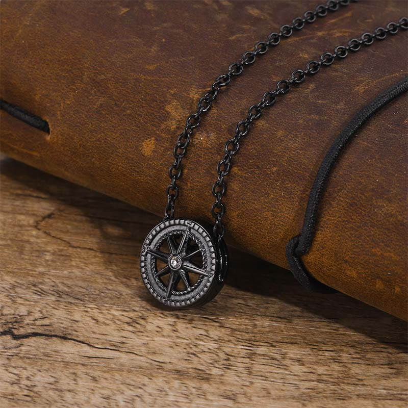 Eight awn star Zirconia Stainless Steel Necklace