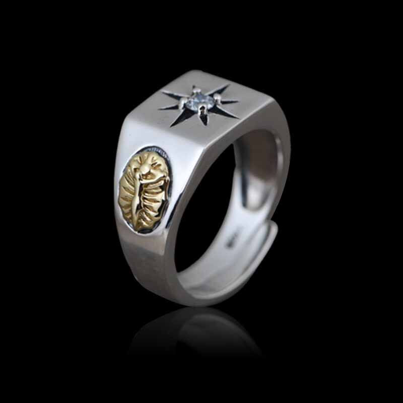 Eight-Pointed Star Cross 925 Sterling Silver Open Ring 03 | RoyalLuster.com