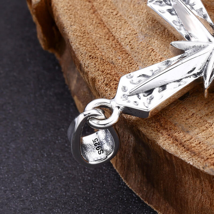 Eight-Pointed Star Hammered 925 Sterling Silver Cross Pendant 04 | RoyalLuster.com