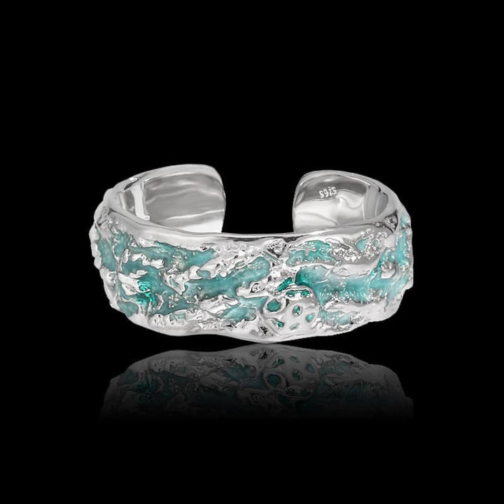 Enameled Drip 925 Sterling Silver Open Ring 03 | RoyalLuster.com