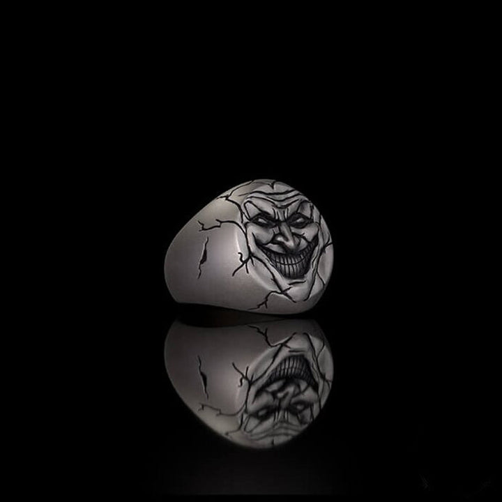 Evil Clown Head Gothic Sterling Silver Ring