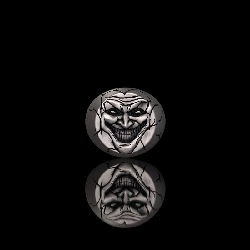 Evil Clown Head Gothic Sterling Silver Ring | RoyalLuster.com