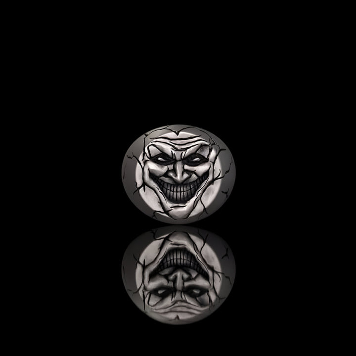 Evil Clown Head Gothic Sterling Silver Ring | RoyalLuster.com