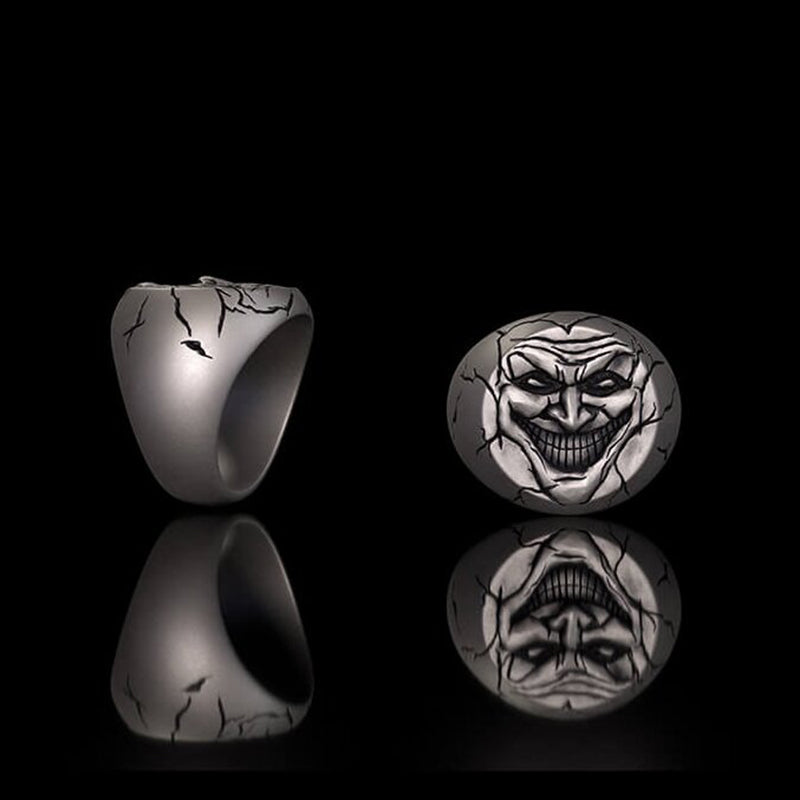 Evil Clown Head Gothic Sterling Silver Ring | RoyalLuster.com