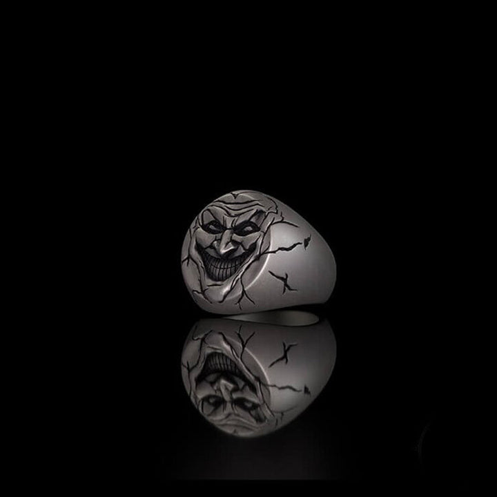 Evil Clown Head Gothic Sterling Silver Ring | RoyalLuster.com