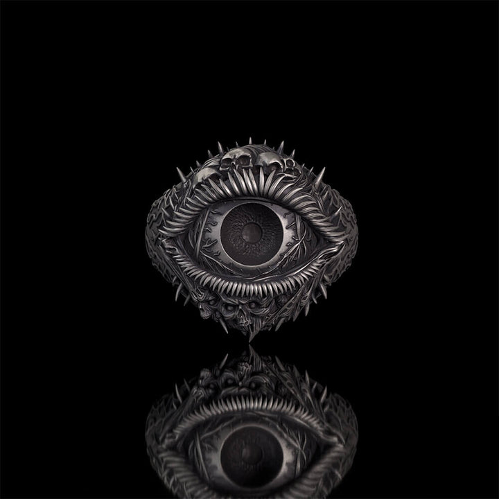 Evil Eye Skull Sterling Silver Hardcore Biker Ring | RoyalLuster.com