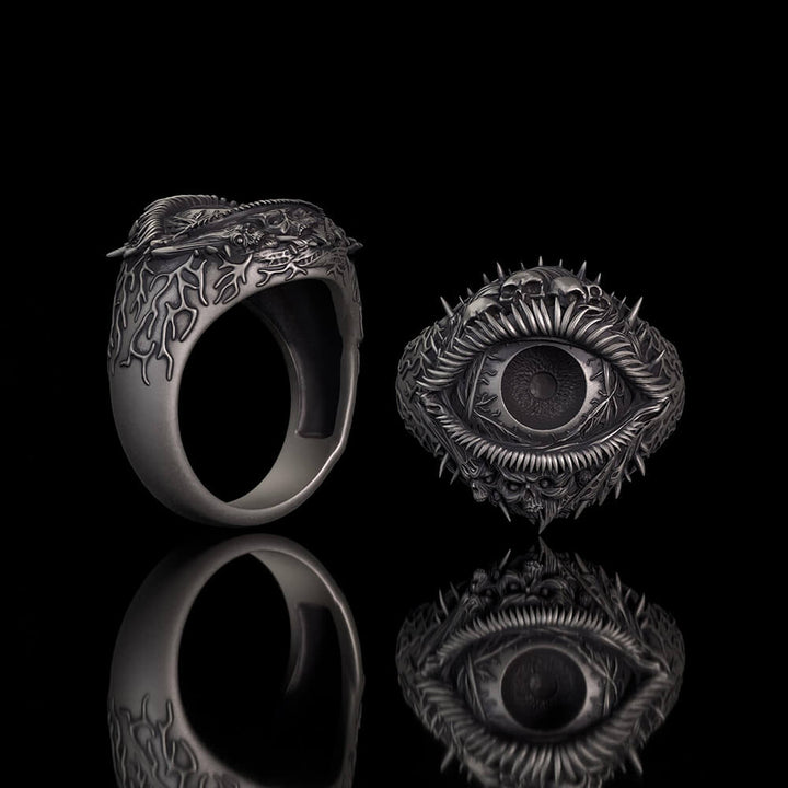 Evil Eye Skull Sterling Silver Hardcore Biker Ring | RoyalLuster.com