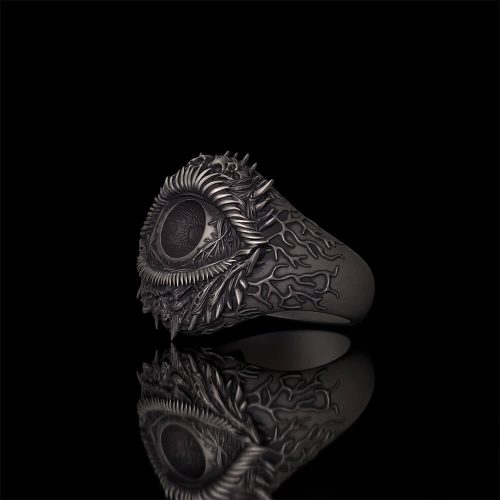 Evil Eye Skull Sterling Silver Hardcore Biker Ring | RoyalLuster.com