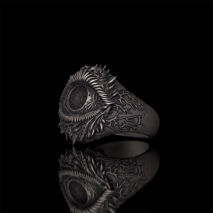 Evil Eye Skull Sterling Silver Hardcore Biker Ring | RoyalLuster.com
