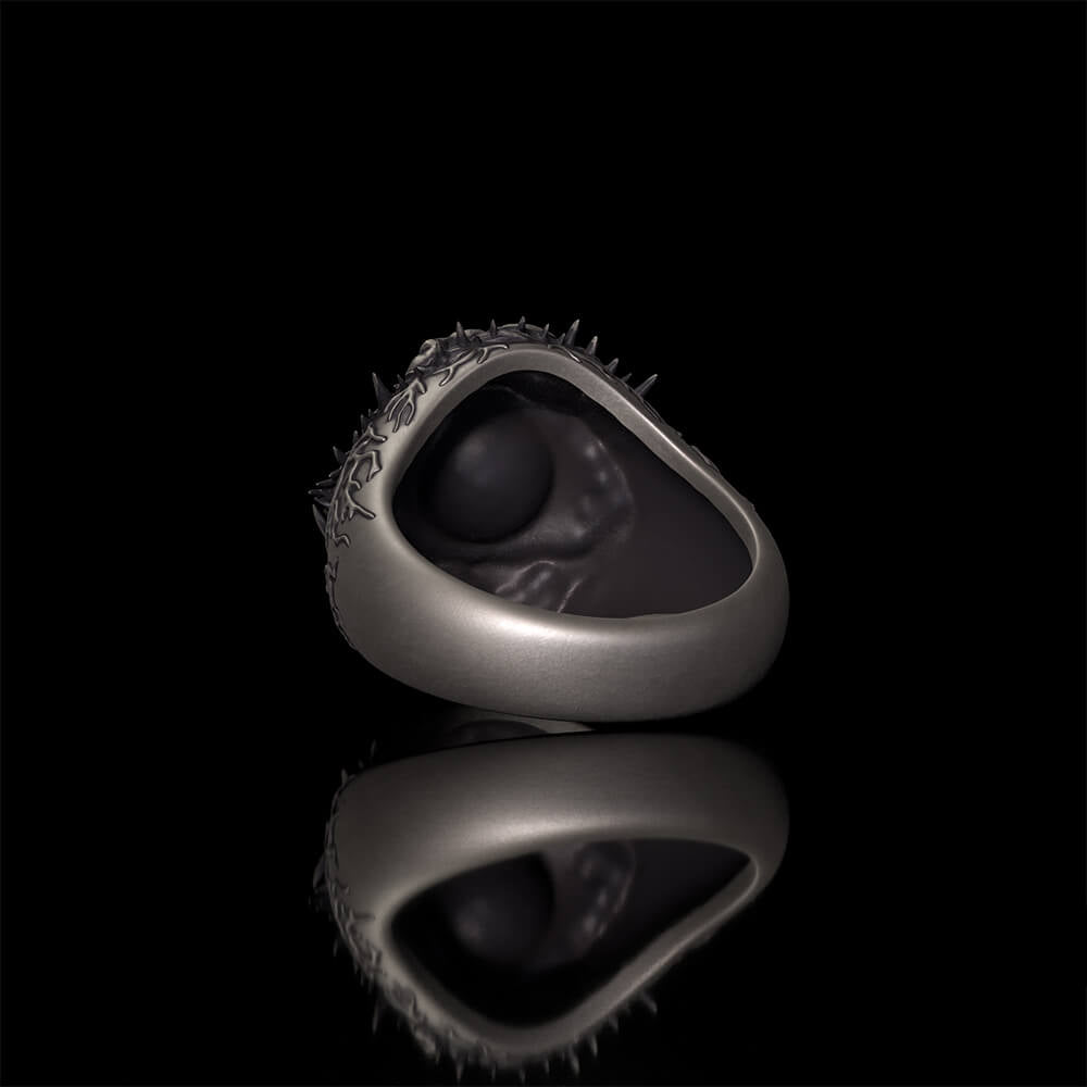 Evil Eye Skull Sterling Silver Hardcore Biker Ring