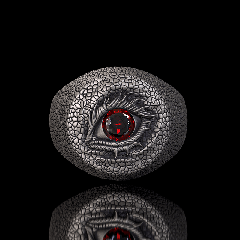 Evil Eye Snake Scale Gem Sterling Silver Ring