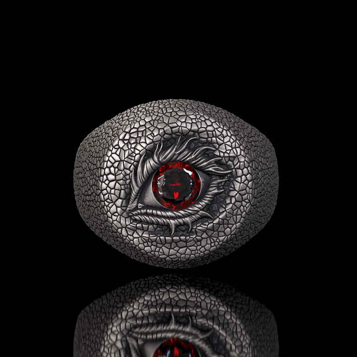 Evil Eye Snake Scale Gem Sterling Silver Ring