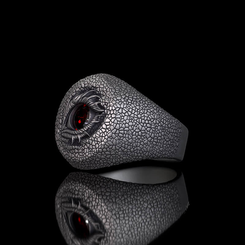 Evil Eye Snake Scale Gem Sterling Silver Ring