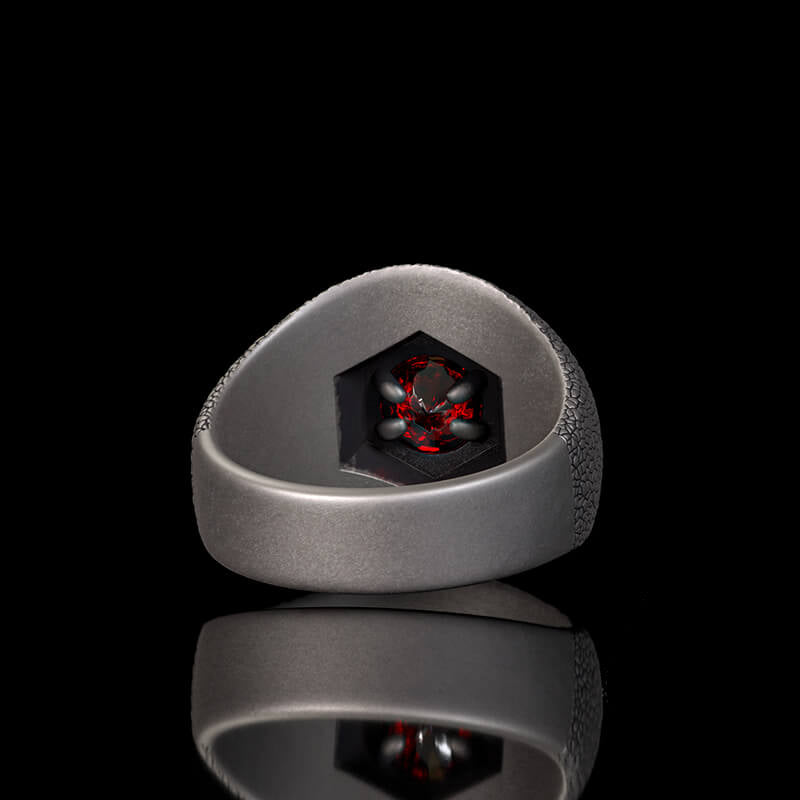 Evil Eye Snake Scale Gem Sterling Silver Ring