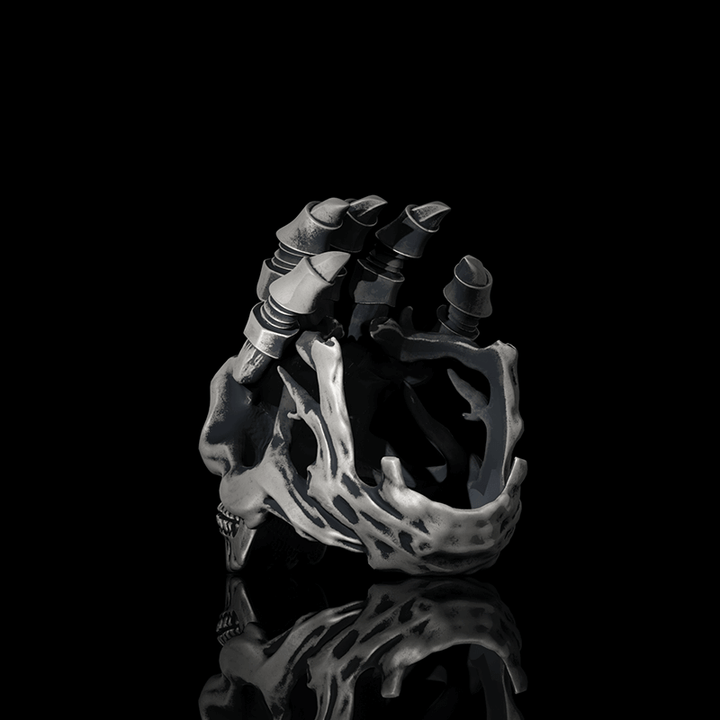 Exaggerated Manipulator Skull Sterling Silver Ring