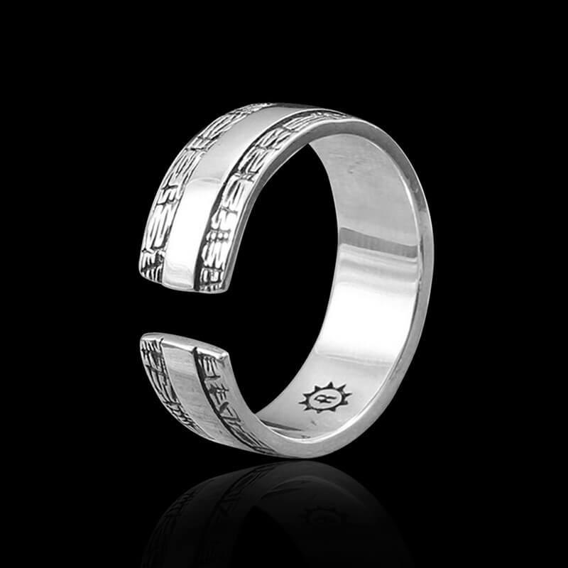 Eye Of God Cross Tree Pattern 925 Sterling Silver Men's Ring 02 | RoyalLuster.com