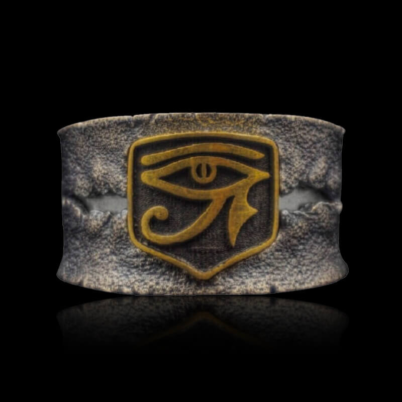 DAOSHANG 925 Sterling Silver Eye Of Horus Spoon Ring – Adjustable Vintage Ankh Cross Jewelry, Gift For Women & Men