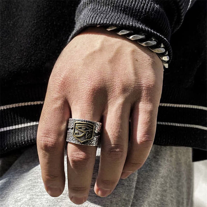 Eye of Horus 925 Sterling Silver Men's Ring