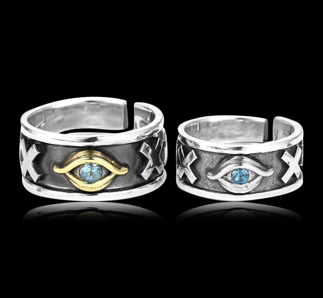 Eye of Horus 925 Sterling Silver Open Couple Ring