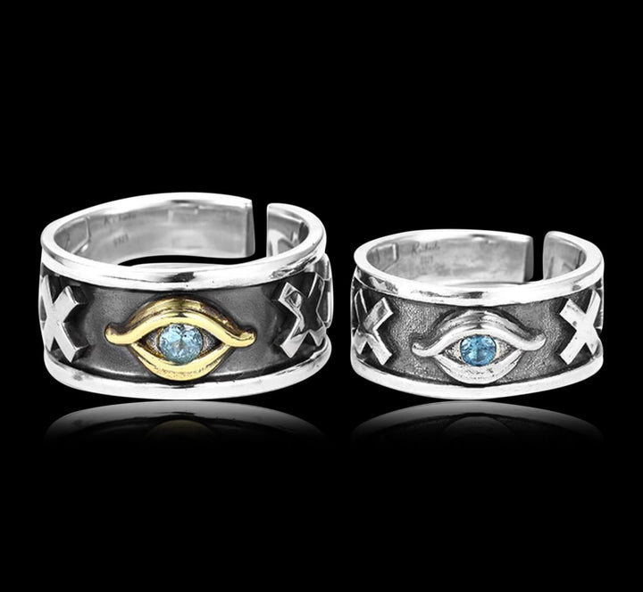 Eye of Horus 925 Sterling Silver Open Couple Ring