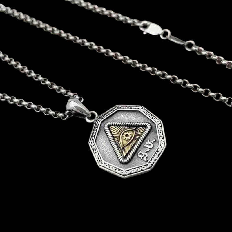 Eye of Providence 925 Sterling Silver Sun God Pendant