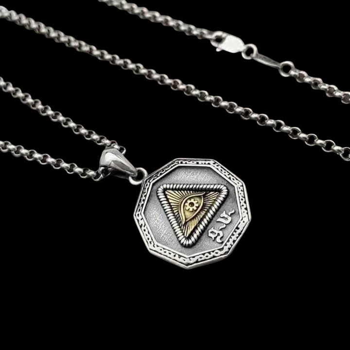 Eye of Providence 925 Sterling Silver Sun God Pendant