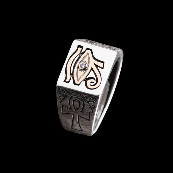Eye of Ra Ankh 925 Sterling Silver Ring