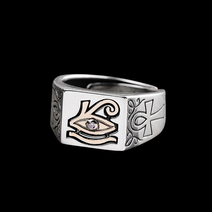 Eye of Ra Ankh 925 Sterling Silver Ring