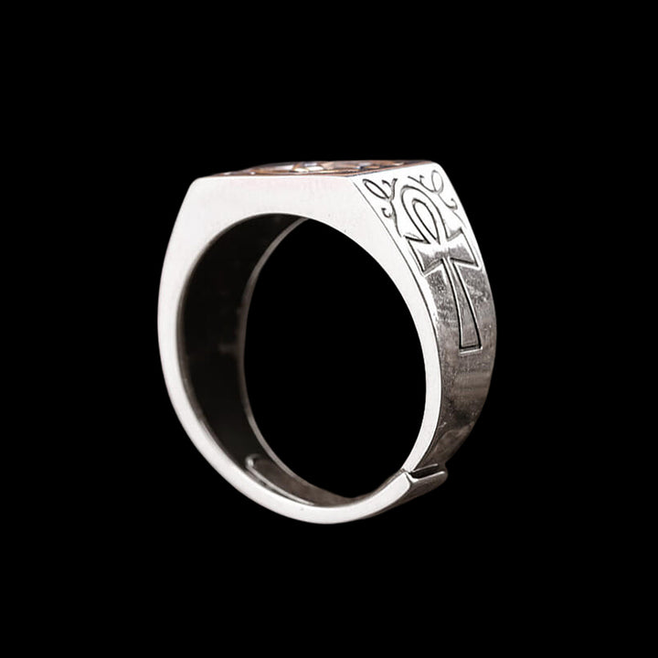 Eye of Ra Ankh 925 Sterling Silver Ring